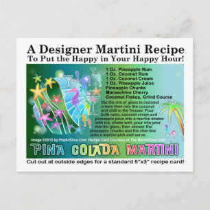 Pina Colada Tropical Martini Recette Carte postale
