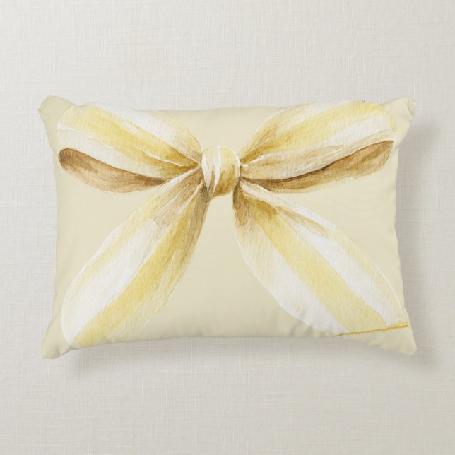 Pina Colada Yellow Bow Accent Pillow (Front)