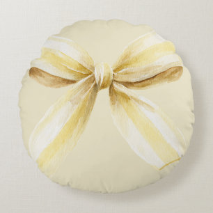 Pina Colada Yellow Bow Round Pillow