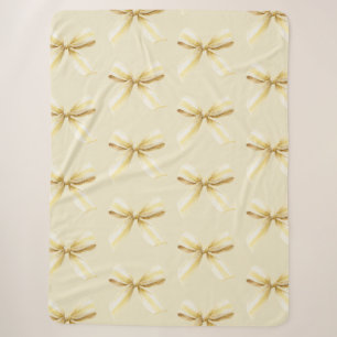 Pina Colada Yellow Bows Sherpa Blanket