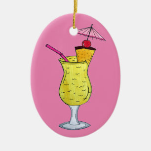 Pina Piña Colada Puerto Rican Pineapple Cocktail Ceramic Ornament