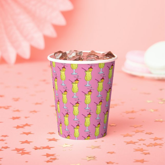 Pina Piña Colada Puerto Rican Pineapple Cocktail Paper Cups (Insitu)