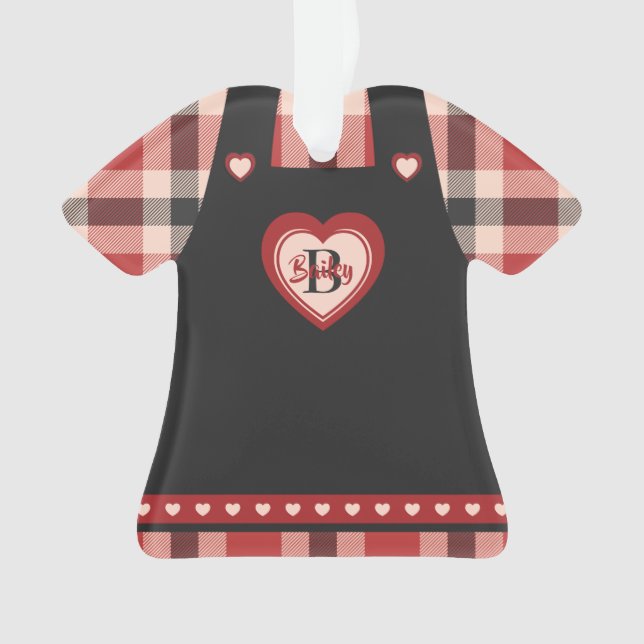 Pinafore Dress Personalized Folk Art Christmas Ornament (Front)