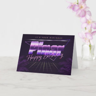 Pinar Name Vorname lila retro Karte Geburtstag Card