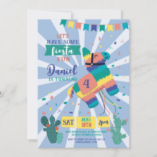 Piñata Birthday Party Blue Fiesta Kids Mexican Invitation
