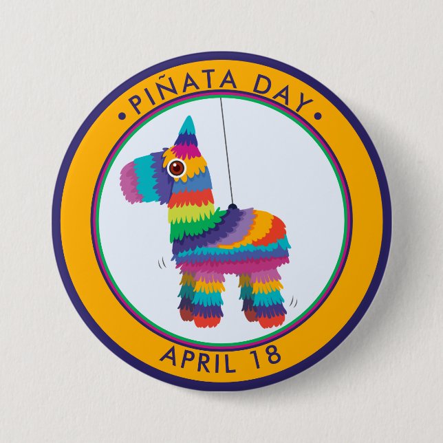 Pinata Day, cartoon donkey piñata 3 Inch Round Button (Front)