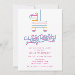 Piñata Party Girl Kids Birthday Invitation