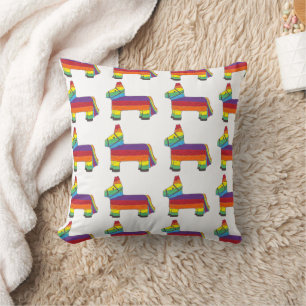 Piñata Rainbow Party Animal Mexican Fiesta Pride Throw Pillow