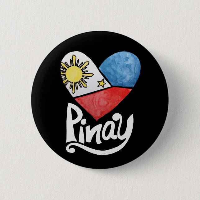 Pinay Philippines Flag Heart Filipina              2 Inch Round Button (Front)