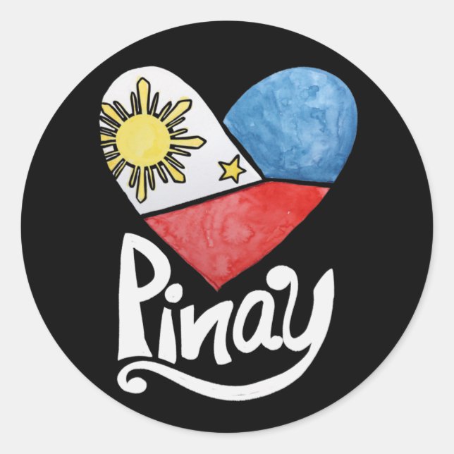 Pinay Philippines Flag Heart Filipina              Classic Round Sticker (Front)