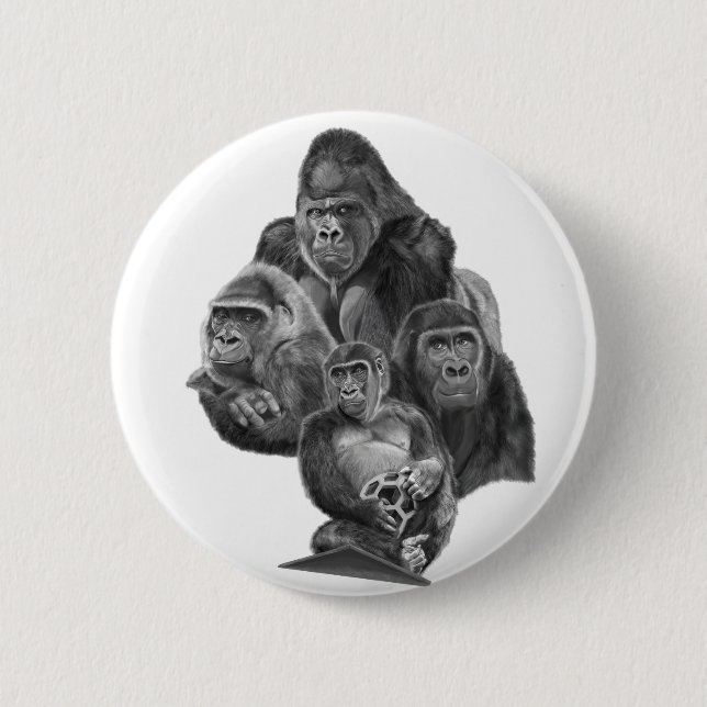 Pinback button can badge GorillaFamily @ Gorilla f (Front)