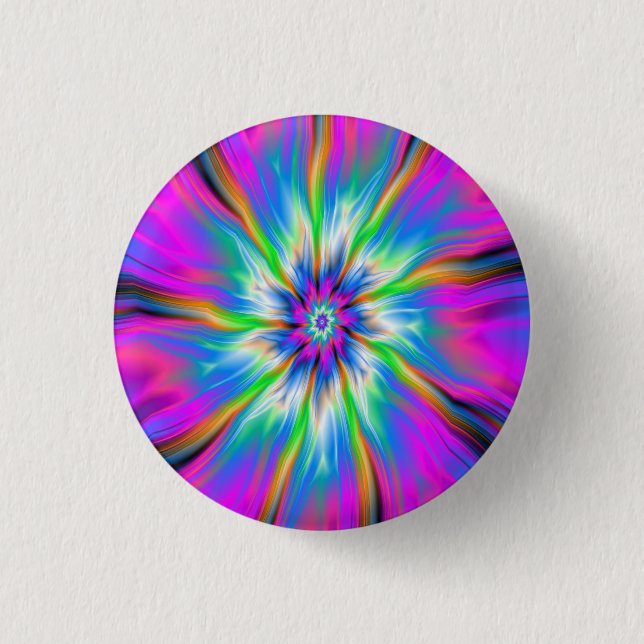 Pinback Button  Exploding Palette of Blue and Pink (Front)