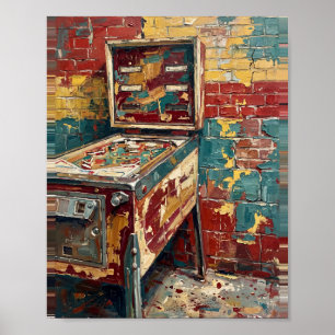 Pinball Art Vintage Painting Poster