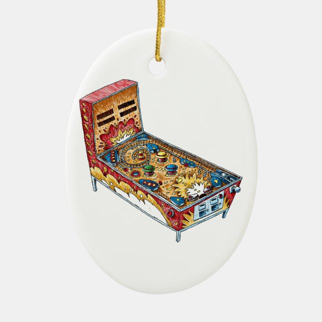 Pinball Ceramic Ornament (Front)