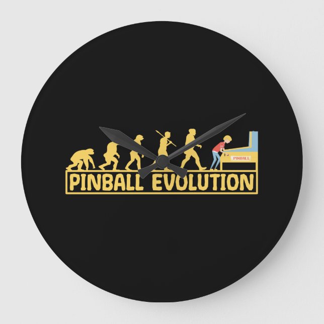 Pinball machine Arcade Evolution Retro Funny Large Clock (Front)