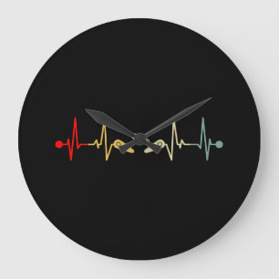 Pinball Machine Heartbeat Retro Vintage Large Clock