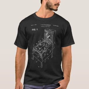 Pinball Machine Schematic Pinball Lover Arcade T-Shirt