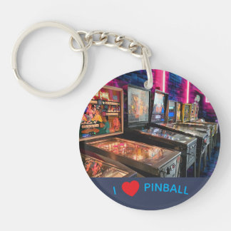 Pinball Machines in a Row Keychain