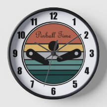 Pinball Player Wall Clock with Wood Frame #7