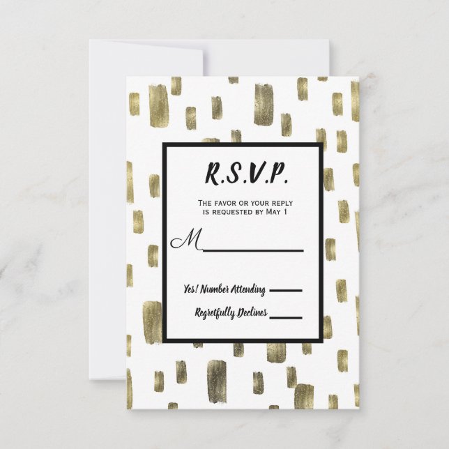 Pinceau Moderne Or Cuivre Bronze RSVP Réponse (Devant)