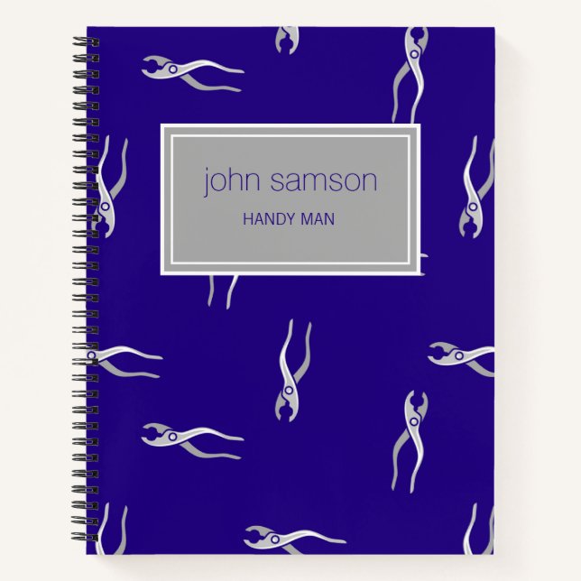 Pinces gris motif bleu Carnet spiral (Devant)