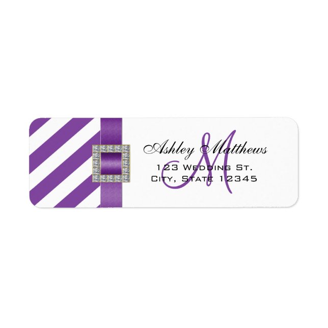 Pinces violettes, Monogramme de ruban pour Mariage (Devant)