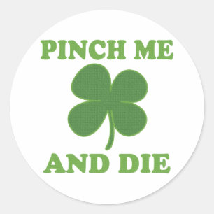 Pinch me and Die Irish Classic Round Sticker