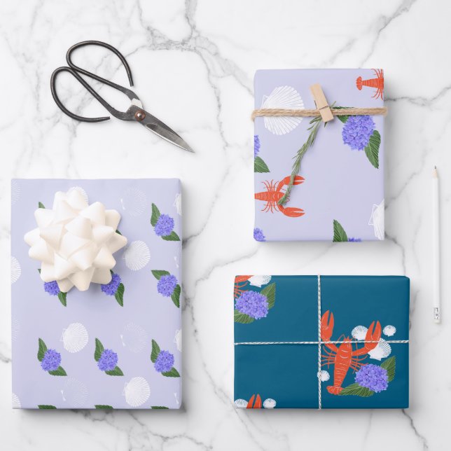 "Pinch Me! I'm One" Coastal Lobster Birthday  Wrapping Paper Sheet (Front)