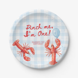 Pinch Me I'm One Lobster 1st Birthday Plates
