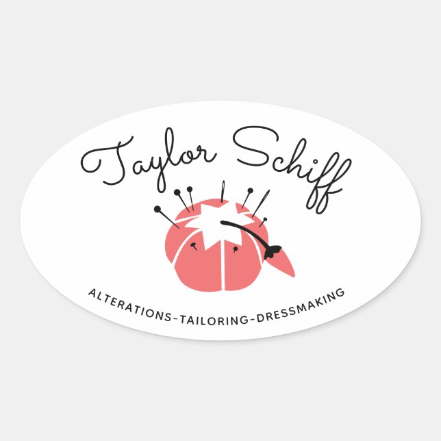 Pincushion Dressmaker Alterations Brand Sticker (Front)
