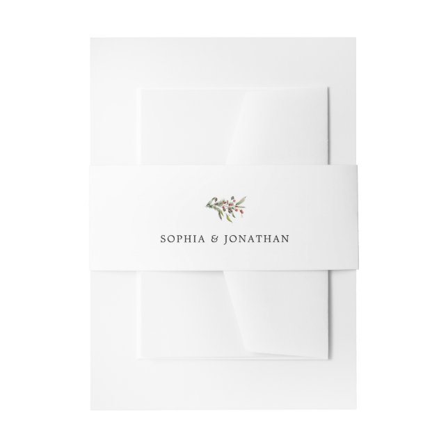 Pine and Berries Christmas Theme Winter Wedding Invitation Belly Band (Front Example)