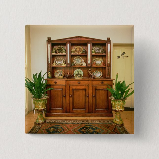 Pine and cedar dresser 2 inch square button (Front)