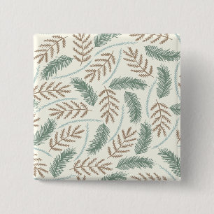 Pine and Cedar Evergreen Branches Pattern 2 Inch Square Button