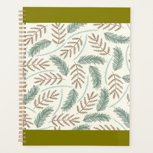 Pine and Cedar Evergreen Branches Pattern Planner (Front)
