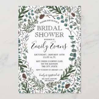 Pine and Eucalyptus Bridal Shower Invite
