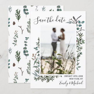 Pine and Eucalyptus Save the Date Invitation