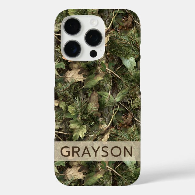 Pine and Leaves Camouflage Personalized Case-Mate iPhone Case (Back)