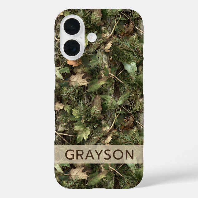 Pine and Leaves Camouflage Personalized Case-Mate iPhone Case (Back)