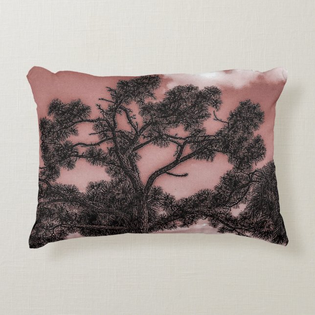 Pine and Palm Trees Silhouette  Accent Pillow (Front)