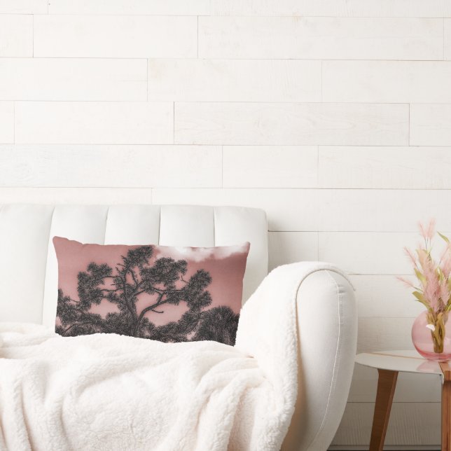 Pine and Palm Trees Silhouette  Lumbar Pillow (Couch)