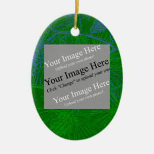 Pine background blue green, your-image-templateSQ Ceramic Ornament