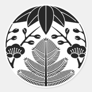 Pine,bamboo leaves,ume classic round sticker