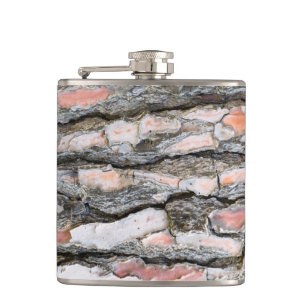 Pine bark pattern hip flask