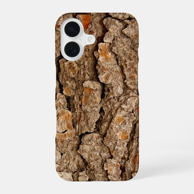 Pine Bark Texture iPhone 16 Case (Back)