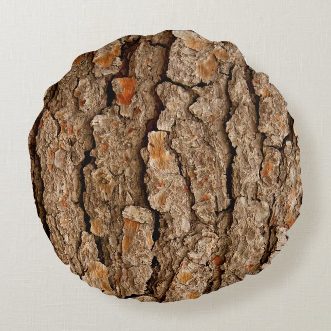 Pine Bark Texture Round Pillow (Back)