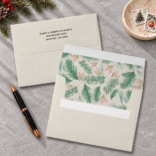 Pine Berries Christmas Holiday 5x7 Beige Envelope
