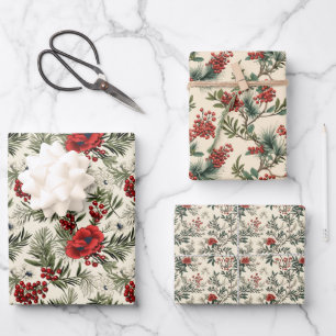 Pine Berry Wrapping Paper Sheet
