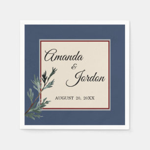 Pine Blue Winter Wedding Cocktail Napkin