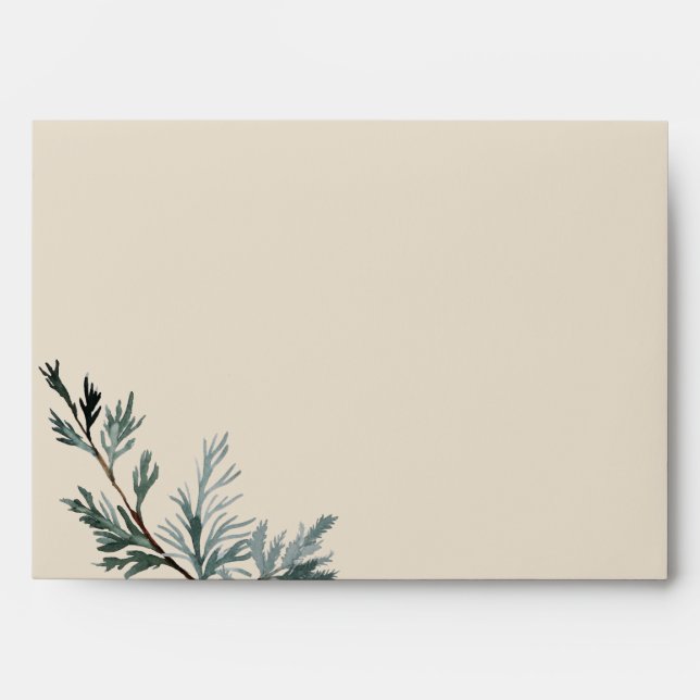 Pine Blue Winter Wedding Coordinate Invitation Envelope (Front)