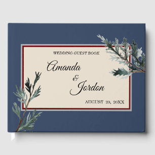 Pine Blue Winter Wedding Guest Book